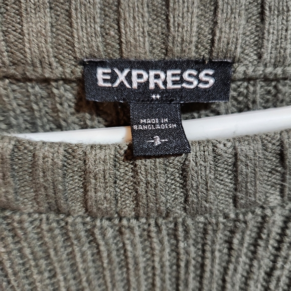 Express Oversized Sweater Green Knit Size Small - Picture 4 of 4